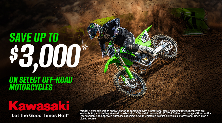 Kawasaki - Save Up To $3,000 on Select Off-Road Motorcycles